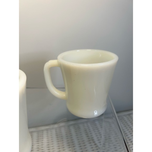 2 Vintage Fire King Ivory Off White Coffee Mug Cup D-Handle Oven Ware - Picture 12 of 12
